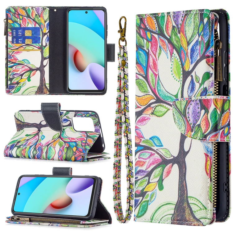 For Xiaomi Redmi 10 Colored Drawing Pattern Zipper Horizontal Flip Leather Case with Holder & Card Slots & Wallet(Tree) - Xiaomi Cases by buy2fix | Online Shopping UK | buy2fix