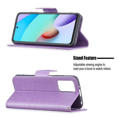 For Xiaomi Redmi 10 Two Butterflies Embossing Pattern Horizontal Flip Leather Case with Holder & Card Slot & Wallet & Lanyard(Purple) - Xiaomi Cases by buy2fix | Online Shopping UK | buy2fix