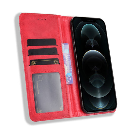 For iPhone 13 Pro Magnetic Buckle Retro Pattern Horizontal Flip Leather Case with Holder & Card Slot & Wallet (Red) - iPhone 13 Pro Cases by buy2fix | Online Shopping UK | buy2fix