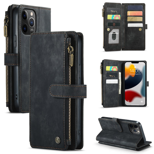 For iPhone 12 Pro Max CaseMe-C30 PU + TPU Multifunctional Horizontal Flip Leather Case with Holder & Card Slot & Wallet & Zipper Pocket(Black) - iPhone 12 Pro Max Cases by CaseMe | Online Shopping UK | buy2fix