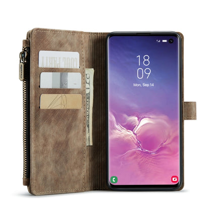 For Samsung Galaxy S10 CaseMe-C30 PU + TPU Multifunctional Horizontal Flip Leather Case with Holder & Card Slot & Wallet & Zipper Pocket(Brown) - Galaxy Phone Cases by CaseMe | Online Shopping UK | buy2fix