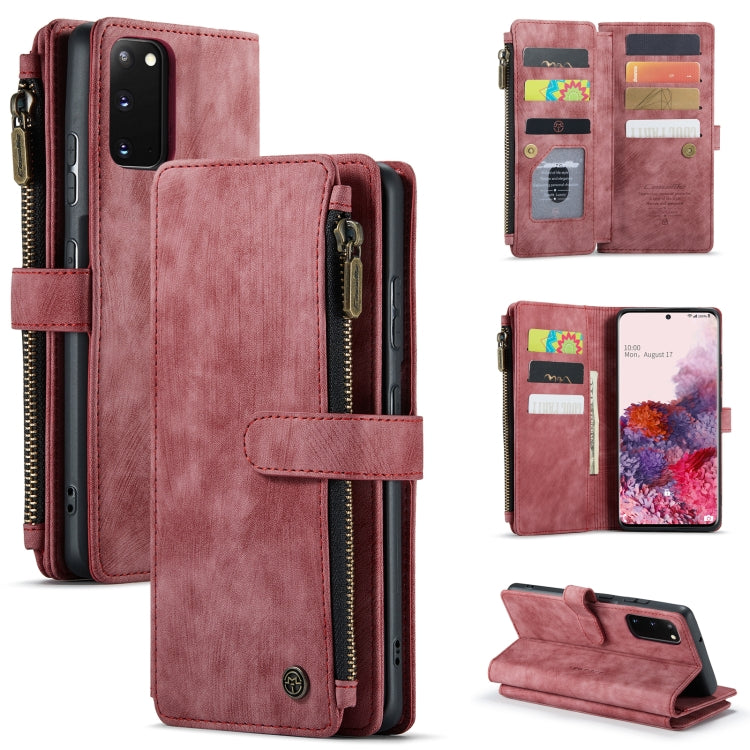 For Samsung Galaxy S20 5G CaseMe-C30 PU + TPU Multifunctional Horizontal Flip Leather Case with Holder & Card Slot & Wallet & Zipper Pocket(Red) - Galaxy Phone Cases by CaseMe | Online Shopping UK | buy2fix