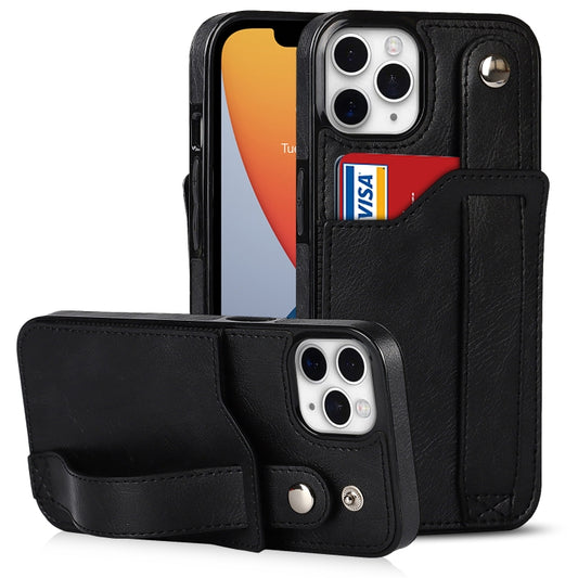 For iPhone 11 Pro Max Crazy Horse Texture Shockproof TPU + PU Leather Case with Card Slot & Wrist Strap Holder (Black) - iPhone 11 Pro Max Cases by buy2fix | Online Shopping UK | buy2fix