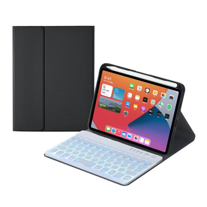 HY006D Round Keys Detachable Bluetooth Keyboard Leather Tablet Case with Colorful Backlight & Holder for iPad mini 6(Black) - For iPad mini by buy2fix | Online Shopping UK | buy2fix