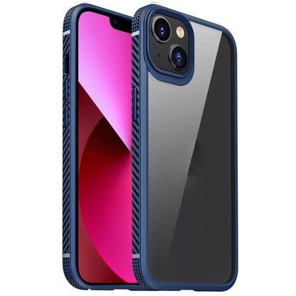 For iPhone 13 MG Series Carbon Fiber TPU + Clear PC Four-corner Airbag Shockproof Case(Blue) - iPhone 13 Cases by buy2fix | Online Shopping UK | buy2fix