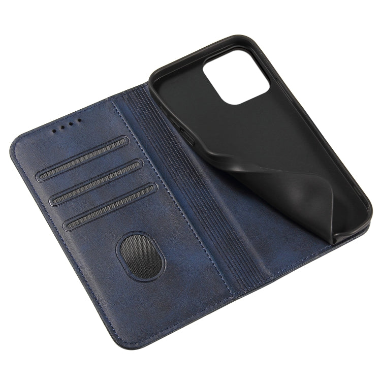 For iPhone 12 Pro Max Calf Texture Magnetic Horizontal Flip Leather Case with Holder & Card Slots & Wallet(Blue) - iPhone 12 Pro Max Cases by buy2fix | Online Shopping UK | buy2fix