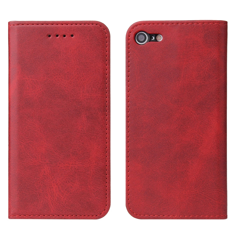 For iPhone SE 2022 / SE 2020 / 8 / 7 Calf Texture Magnetic Horizontal Flip Leather Case with Holder & Card Slots & Wallet(Red) - iPhone SE 2022 / 2020 / 8 / 7 Cases by buy2fix | Online Shopping UK | buy2fix