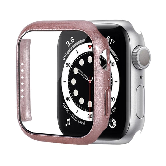 Shockproof PC Protective Case with Tempered Glass Film For Apple Watch Series 8 / 7 41mm(Rose Gold) - Watch Cases by buy2fix | Online Shopping UK | buy2fix