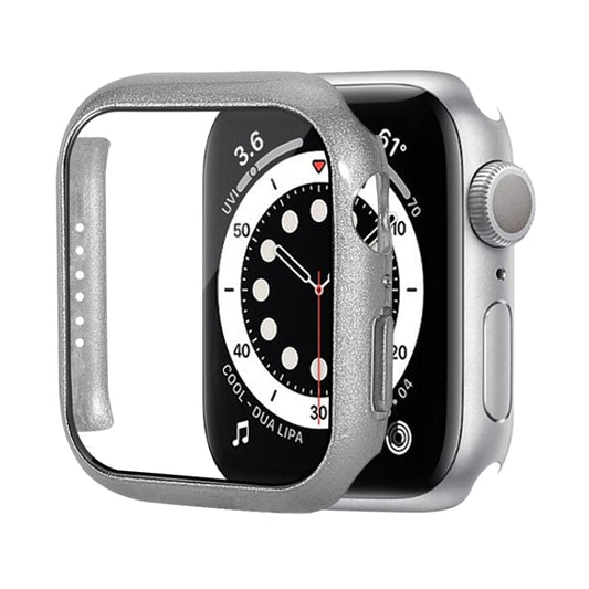 Shockproof PC Protective Case with Tempered Glass Film For Apple Watch Series 8 / 7 45mm(Silver) - Watch Cases by buy2fix | Online Shopping UK | buy2fix