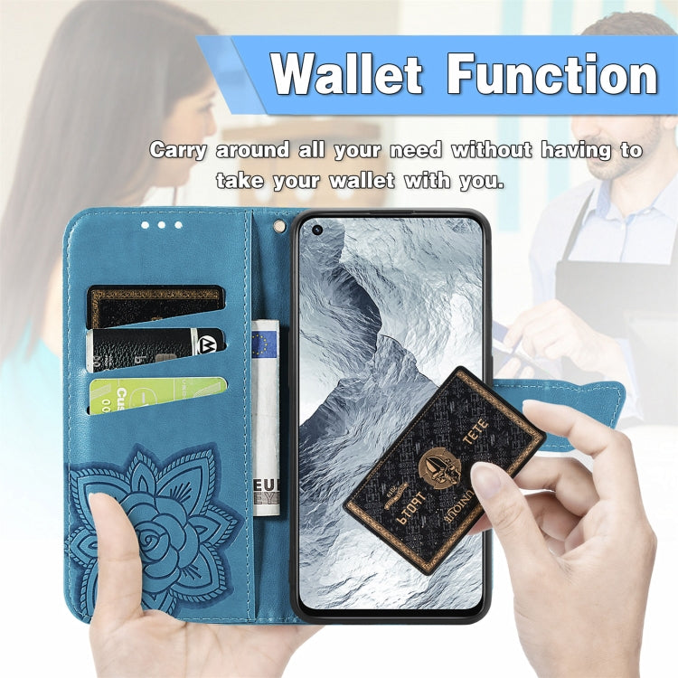 For OPPO Realme GT Master Butterfly Love Flower Embossed Horizontal Flip Leather Case with Holder & Card Slots & Wallet & Lanyard(Blue) - Realme Cases by buy2fix | Online Shopping UK | buy2fix