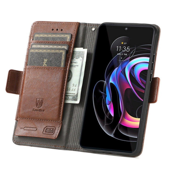 For Motorola Edge 20 Pro CaseNeo Business Splicing Dual Magnetic Buckle Horizontal Flip PU Leather Case with Holder & Card Slots & Wallet(Brown) - Motorola Cases by buy2fix | Online Shopping UK | buy2fix