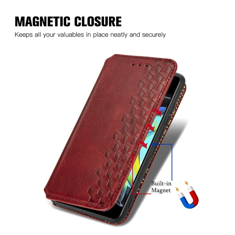 For Motorola Edge 20 Cubic Grid Pressed Horizontal Flip Magnetic PU Leather Case with Holder & Card Slots & Wallet(Red) - Motorola Cases by buy2fix | Online Shopping UK | buy2fix