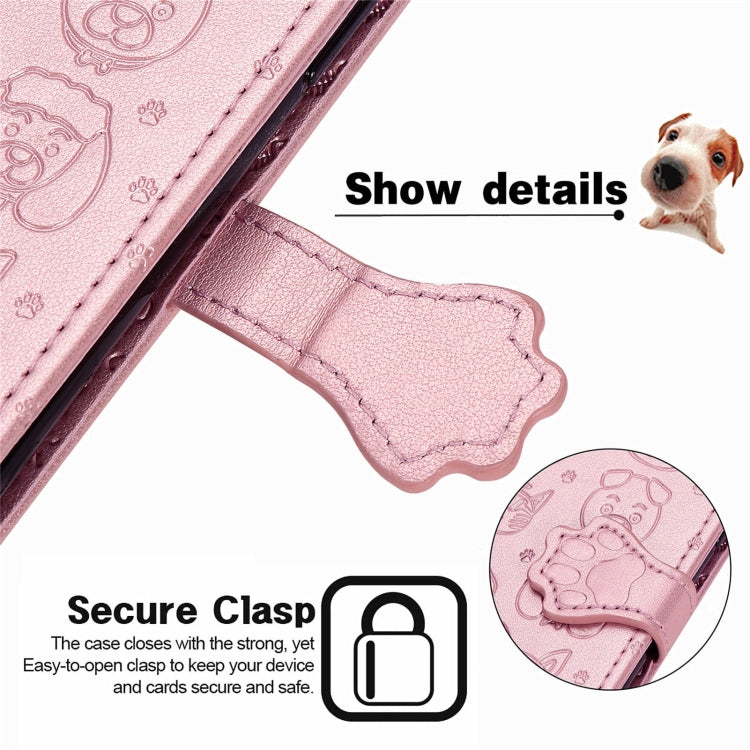 For Blackview A100 Lovely Cat and Dog Embossing Pattern Horizontal Flip Leather Case , with Holder & Card Slots & Wallet & Cartoon Clasp & Lanyard(Rose Gold) - More Brand by buy2fix | Online Shopping UK | buy2fix