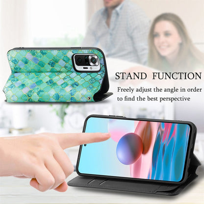 For Xiaomi Redmi Note 10 Pro Colorful Magnetic Horizontal Flip PU Leather Case with Holder & Card Slot & Wallet(Emerald) - Xiaomi Cases by buy2fix | Online Shopping UK | buy2fix