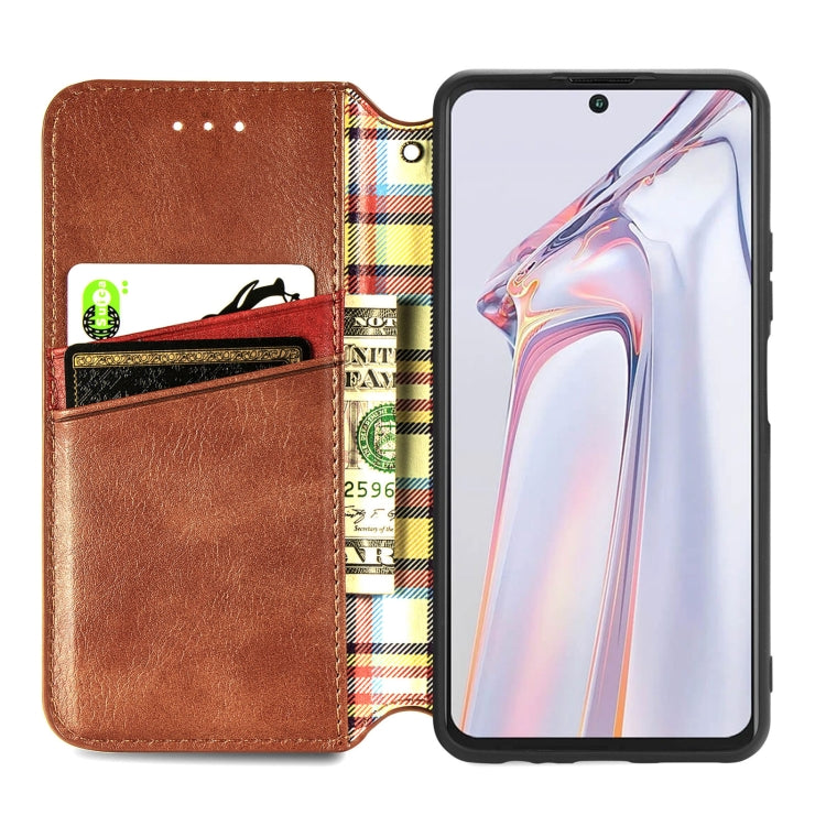 For Blackview A100 Cubic Grid Pressed Horizontal Flip Magnetic PU Leather Case with Holder & Card Slots & Wallet(Brown) - More Brand by buy2fix | Online Shopping UK | buy2fix