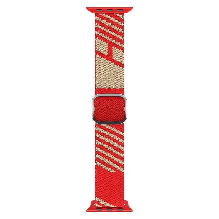 Two-color Nylon Braid Watch Band For Apple Watch Ultra 49mm&Watch Ultra 2 49mm / Series 9&8&7 45mm / SE 3&SE 2&6&SE&5&4 44mm / 3&2&1 42mm(Kraft Paper Red) - Watch Bands by buy2fix | Online Shopping UK | buy2fix