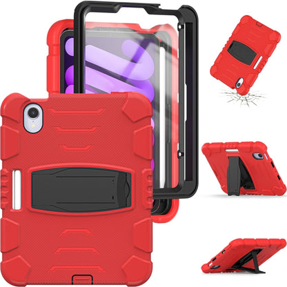 For iPad mini 6 3-Layer Protection Screen Frame + PC + Silicone Shockproof Combination Tablet Case with Holder(Red+Black) - iPad mini 6 Cases by buy2fix | Online Shopping UK | buy2fix