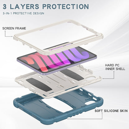 For iPad mini 6 3-Layer Protection Screen Frame + PC + Silicone Shockproof Combination Tablet Case with Holder(Cornflower Blue) - iPad mini 6 Cases by buy2fix | Online Shopping UK | buy2fix