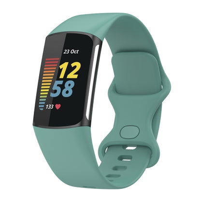 For Fitbit Charge 5 Silicone Watch Band, Size:L(Pine Needle Green) - Watch Bands by buy2fix | Online Shopping UK | buy2fix