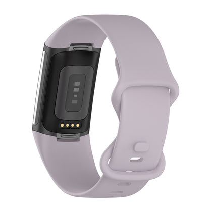 For Fitbit Charge 5 Silicone Watch Band, Size:L(Lavender Purple) - Watch Bands by buy2fix | Online Shopping UK | buy2fix