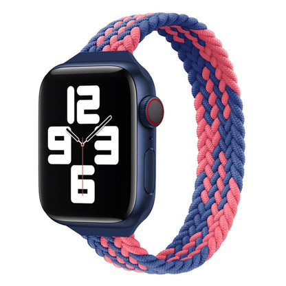 Small Waist Single Loop Nylon Braid Watch Band For Apple Watch Ultra 49mm&Watch Ultra 2 49mm / Series 9&8&7 45mm / SE 3&SE 2&6&SE&5&4 44mm / 3&2&1 42mm, Size:S 145mm(Z Pattern-Blue Pink) - Watch Bands by buy2fix | Online Shopping UK | buy2fix