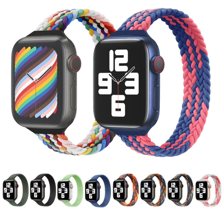 Small Waist Single Loop Nylon Braid Watch Band For Apple Watch Ultra 49mm&Watch Ultra 2 49mm / Series 9&8&7 45mm / SE 3&SE 2&6&SE&5&4 44mm / 3&2&1 42mm, Size:S 145mm(Official Rainbow) - Watch Bands by buy2fix | Online Shopping UK | buy2fix