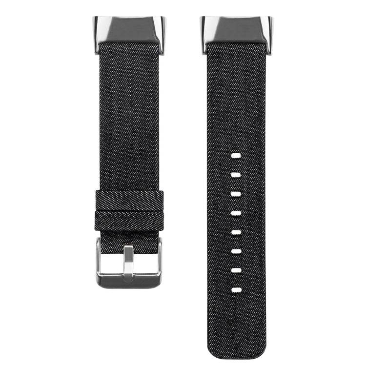 For Fitbit Charge 5 Nylon Canvas Watch Band(Denim Black) - Watch Bands by buy2fix | Online Shopping UK | buy2fix