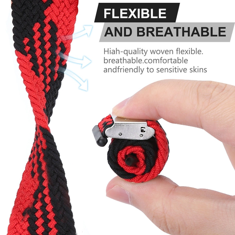 Nylon Braid One Buckle Watch Band For Apple Watch Ultra 49mm&Watch Ultra 2 49mm / Series 9&8&7 45mm / SE 3&SE 2&6&SE&5&4 44mm / 3&2&1 42mm(W Black Red) - Watch Bands by buy2fix | Online Shopping UK | buy2fix