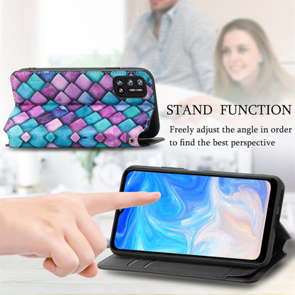 For Doogee N40 Pro CaseNeo Colorful Magnetic Leather Case with Holder & Card Slot & Wallet(Purple Scales) - More Brand by buy2fix | Online Shopping UK | buy2fix