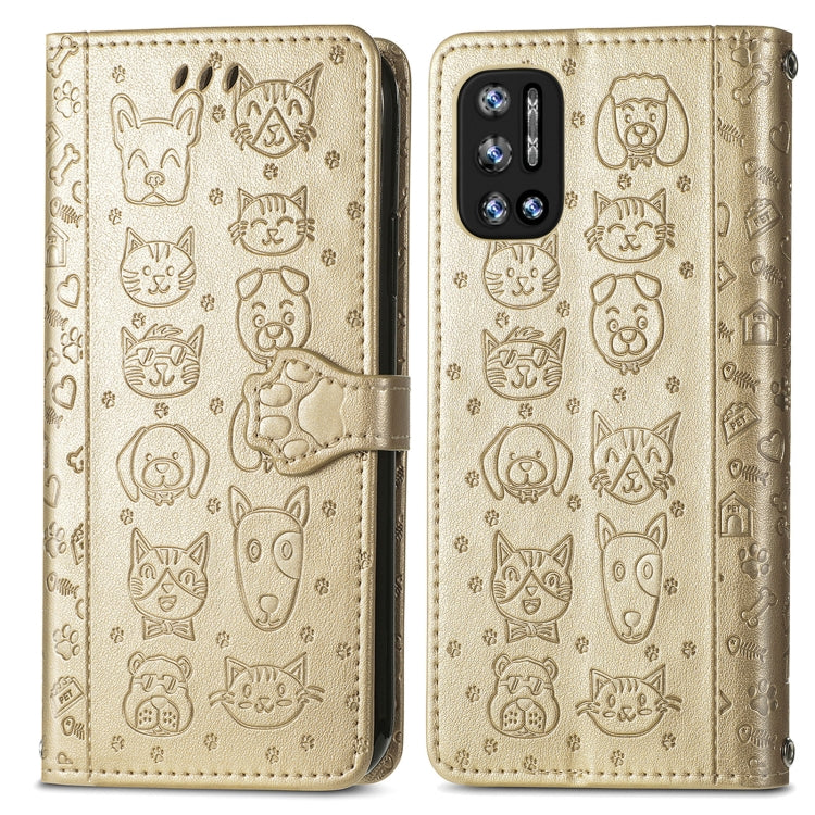 For Doogee N40 Pro Cat and Dog Embossed Horizontal Flip Phone Leather Case with Holder & Card Slot & Wallet & Lanyard(Gold) - More Brand by buy2fix | Online Shopping UK | buy2fix