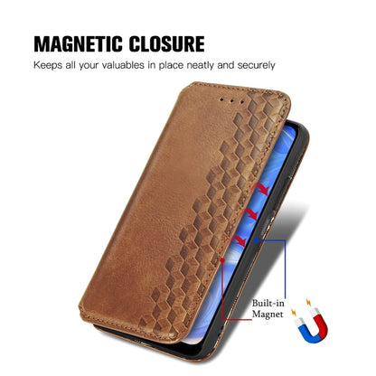 For Doogee N40 Pro Cubic Grid Pressed Horizontal Flip Magnetic Leather Case with Holder & Card Slots & Wallet(Brown) - More Brand by buy2fix | Online Shopping UK | buy2fix