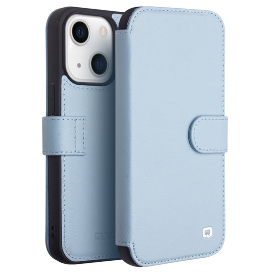 For iPhone 13 QIALINO Magnetic Buckle Phone Leather Case with Card Slot(Sierra Blue) - iPhone 13 Cases by QIALINO | Online Shopping UK | buy2fix