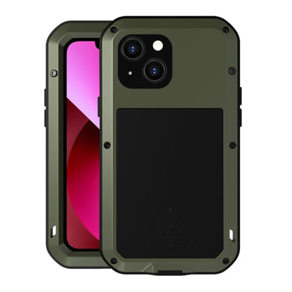 For iPhone 13 LOVE MEI Metal Shockproof Life Waterproof Dustproof Protective Phone Case(Army Green) - iPhone 13 Cases by LOVE MEI | Online Shopping UK | buy2fix