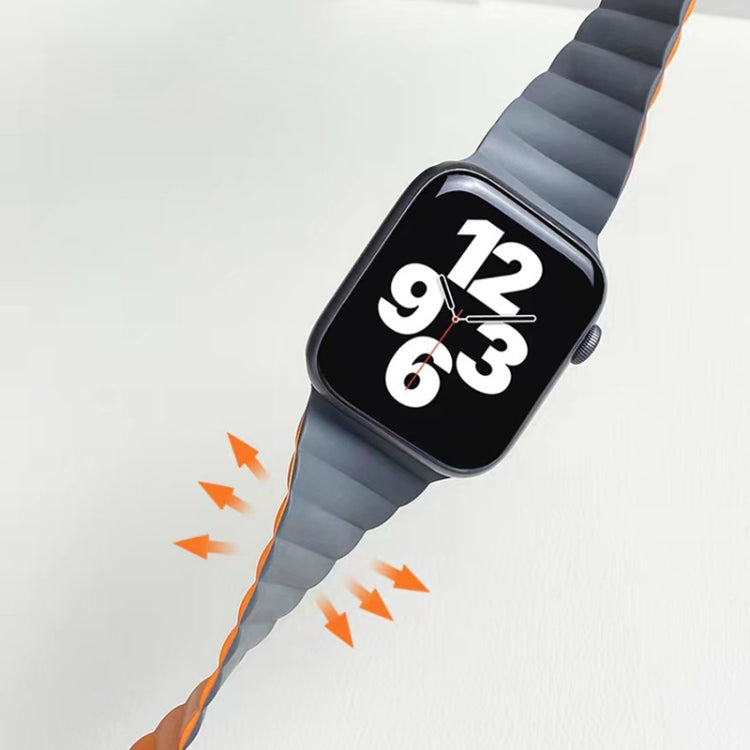 Mutural Moran Series Liquid Silicone Magnetic Strap Watch Band For Apple Watch Ultra 49mm&Watch Ultra 2 49mm / Series 9&8&7 45mm / SE 3&SE 2&6&SE&5&4 44mm / 3&2&1 42mm(Grey + Orange) - Watch Bands by Mutural | Online Shopping UK | buy2fix