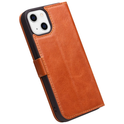 For iPhone 13 QIALINO Magnetic Buckle Leather Phone Case(Brown) - iPhone 13 Cases by QIALINO | Online Shopping UK | buy2fix