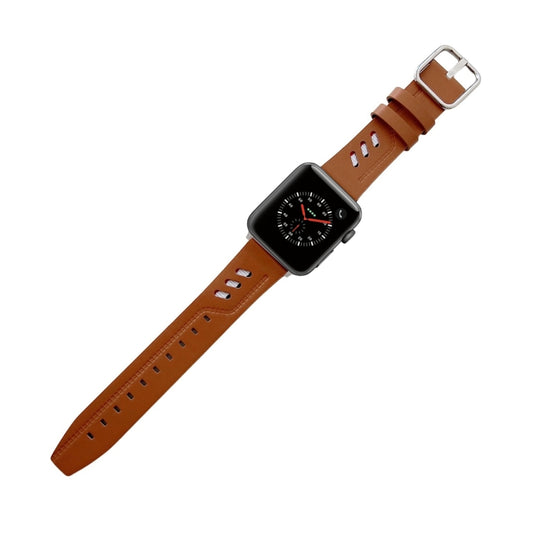 Genuine Leather Nylon Watch Band For Apple Watch Ultra 49mm&Watch Ultra 2 49mm / Series 9&8&7 45mm / SE 3&SE 2&6&SE&5&4 44mm / 3&2&1 42mm(Brown) - Watch Bands by buy2fix | Online Shopping UK | buy2fix