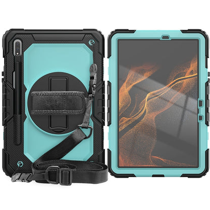 For Samsung Galaxy Tab S8 11 inch SM-X700 Silicone + PC Tablet Case(Black+Light Blue) - Galaxy Tab S8 Cases by buy2fix | Online Shopping UK | buy2fix