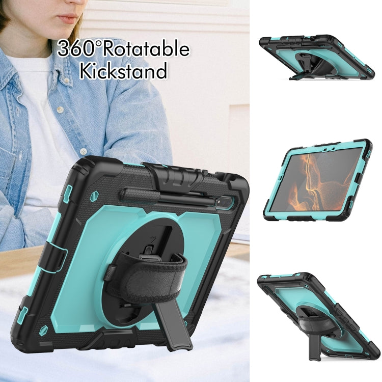 For Samsung Galaxy Tab S8 11 inch SM-X700 Silicone + PC Tablet Case(Black+Light Blue) - Galaxy Tab S8 Cases by buy2fix | Online Shopping UK | buy2fix