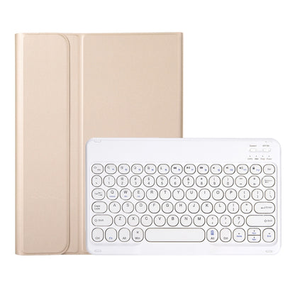 YA08B Lambskin Texture Voltage Round Keycap Bluetooth Keyboard Leather Case For Samsung Galaxy Tab A8 10.5 2021 SM-X200 / SM-X205(Gold) - Samsung Keyboard by buy2fix | Online Shopping UK | buy2fix
