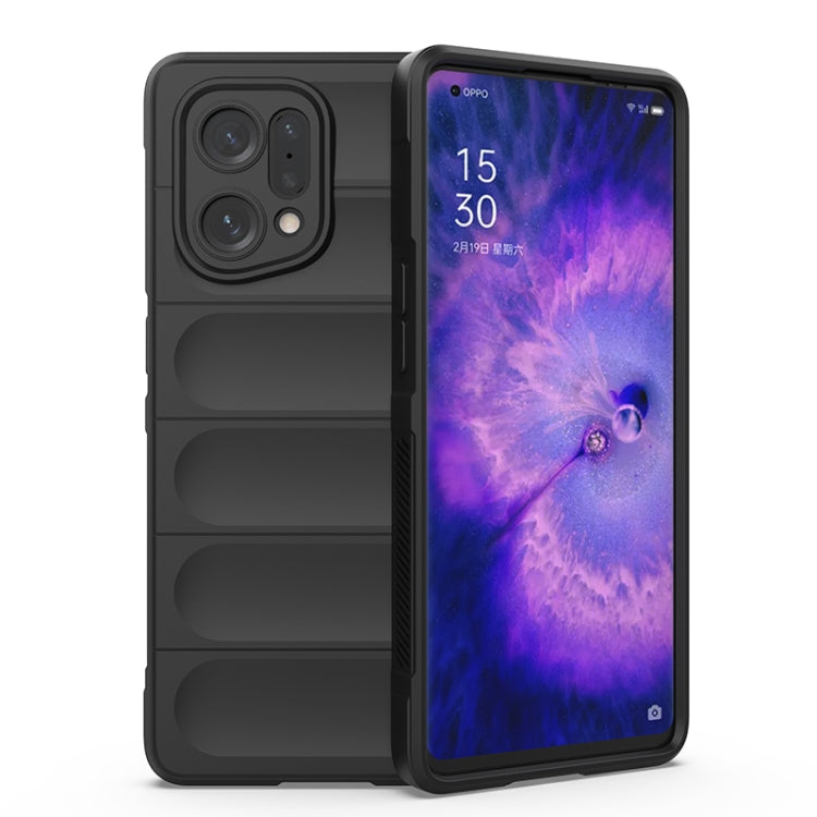 For OPPO Find X5 Magic Shield TPU + Flannel Phone Case(Black) - OPPO Cases by buy2fix | Online Shopping UK | buy2fix