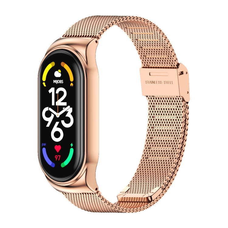 For Xiaomi Mi Band 7 / 7 NFC MIJOBS CS Milan Buckle Metal Watch Band(Rose Gold) - Watch Bands by MIJOBS | Online Shopping UK | buy2fix