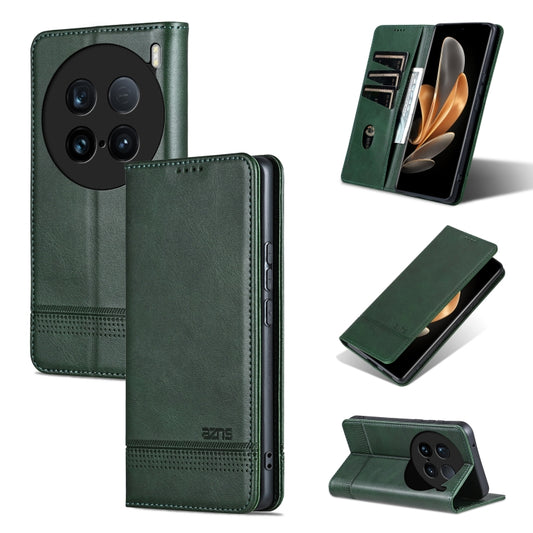 For vivo X100 Ultra AZNS Magnetic Calf Texture Leather Phone Case(Dark Green) - vivo Cases by AZNS | Online Shopping UK | buy2fix