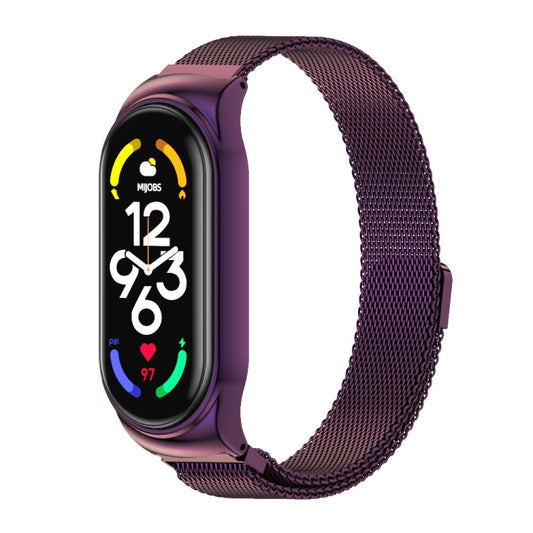 For Xiaomi Mi Band 7 / 7 NFC MIJOBS CS Milan Magnetic Stainless Steel Watch Band(Purple) - Watch Bands by MIJOBS | Online Shopping UK | buy2fix