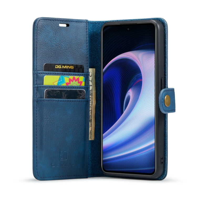 For OnePlus Ace & 10R DG.MING Crazy Horse Texture Detachable Magnetic Leather Phone Case(Blue) - OnePlus Cases by DG.MING | Online Shopping UK | buy2fix