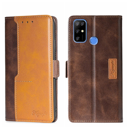 For Doogee X96 Pro Contrast Color Side Buckle Leather Phone Case(Dark Brown + Gold) - Doogee Cases by buy2fix | Online Shopping UK | buy2fix