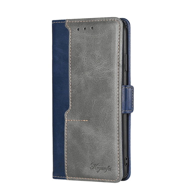 For Doogee X96 Pro Contrast Color Side Buckle Leather Phone Case(Blue + Grey) - Doogee Cases by buy2fix | Online Shopping UK | buy2fix