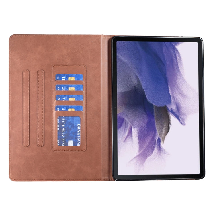 For Samsung Galaxy Tab S7 FE/Tab S7+/Tab S8+ Prismatic Leather Tablet Case(Brown) - Galaxy Tab S7 FE by buy2fix | Online Shopping UK | buy2fix