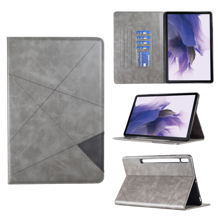 For Samsung Galaxy Tab S7 FE/Tab S7+/Tab S8+ Prismatic Leather Tablet Case(Grey) - Galaxy Tab S7 FE by buy2fix | Online Shopping UK | buy2fix