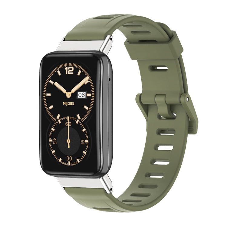 For Xiaomi Mi Band 7 Pro Mijobs Flat Hole TPU Watch Band(Army Green Silver) - Watch Bands by MIJOBS | Online Shopping UK | buy2fix