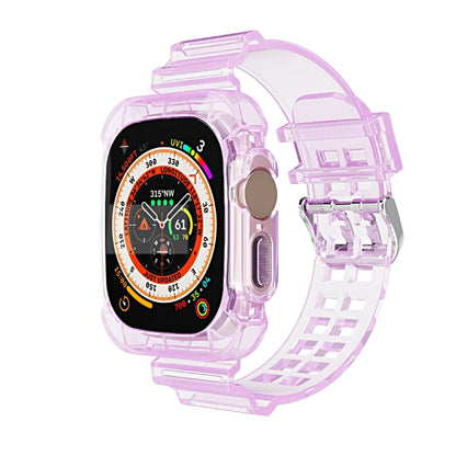 For Apple Watch Ultra 49mm Glacier Transparent TPU Integrated Watch Band(Purple) - Watch Bands by buy2fix | Online Shopping UK | buy2fix